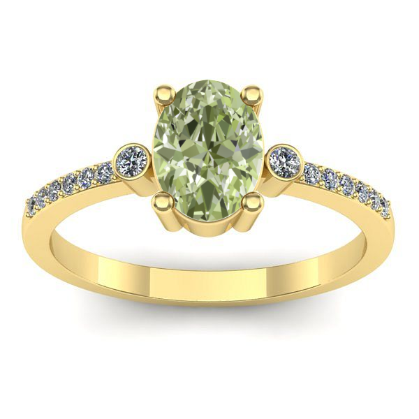 Inel logodna cu diamant de laborator verde oval