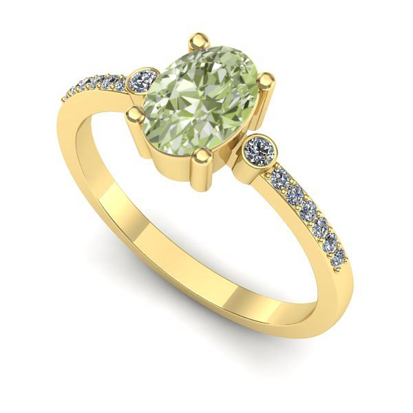 Inel din aur galben cu diamant de laborator verde