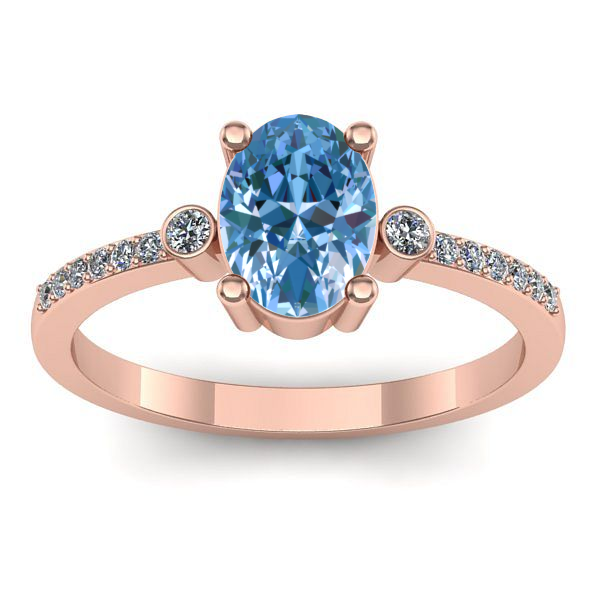 Inel logodna cu diamant de laborator albastru oval