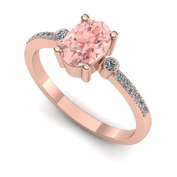 Inel logodna din aur roz cu diamant de laborator roz