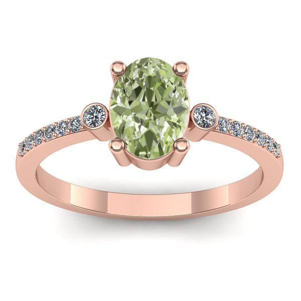 Inel cu diamant de laborator verde oval