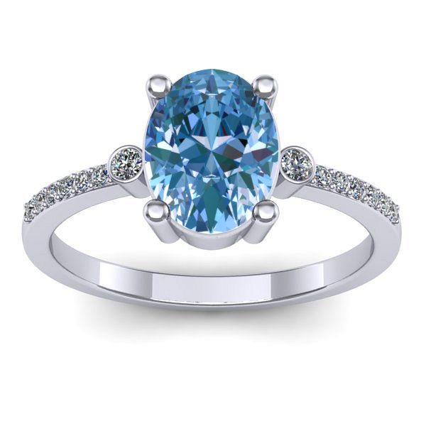 Inel logodna cu diamant de laborator albastru oval