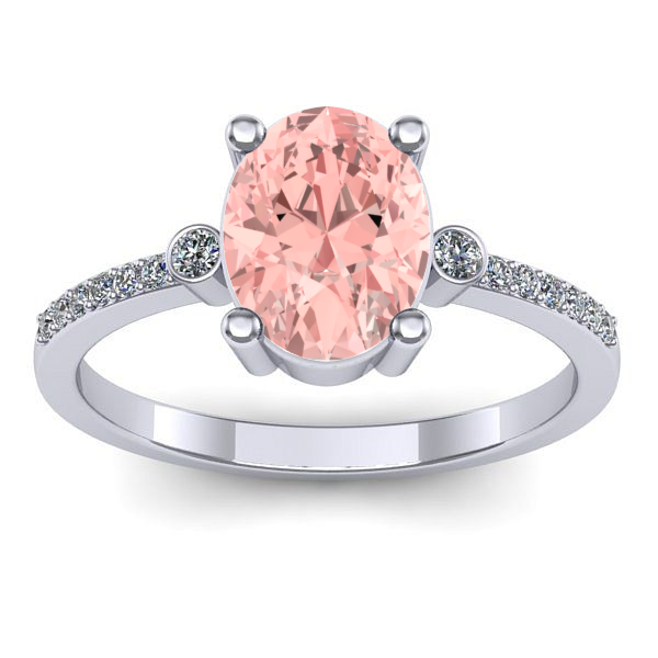 Inel cu diamant de laborator roz oval