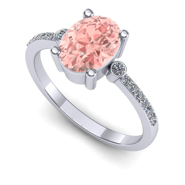 Inel de logodna din aur alb cu diamant de laborator roz