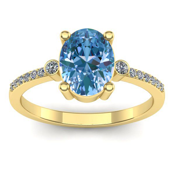 Inel logodna cu diamant de laborator albastru oval