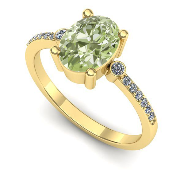 Inel din aur galben cu diamant de laborator verde