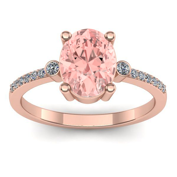 Inel logodna cu diamant de laborator roz oval