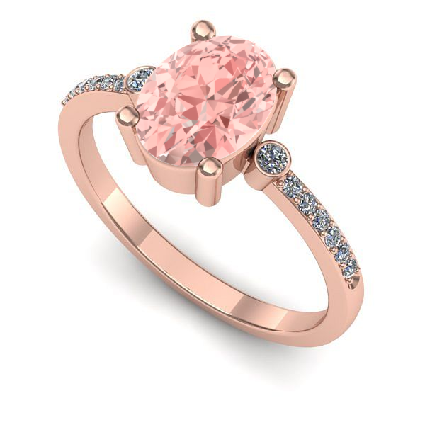Inel de logodna din aur roz cu diamant de laborator roz
