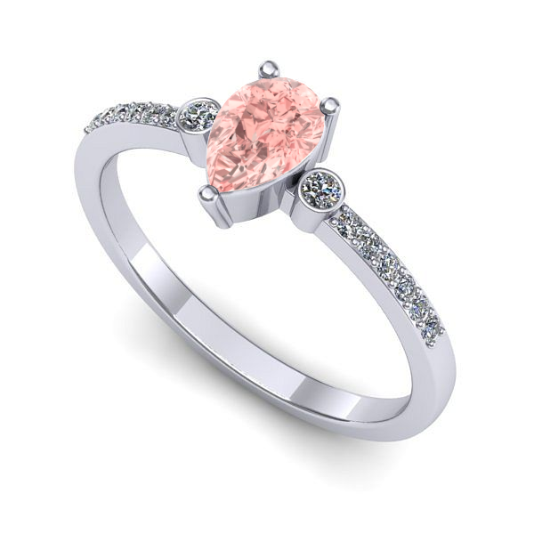 Inel logodna din aur alb cu diamant de laborator roz