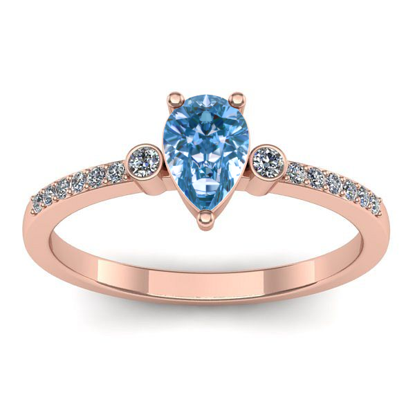 Inel de logodna cu diamant de laborator albastru lacrima
