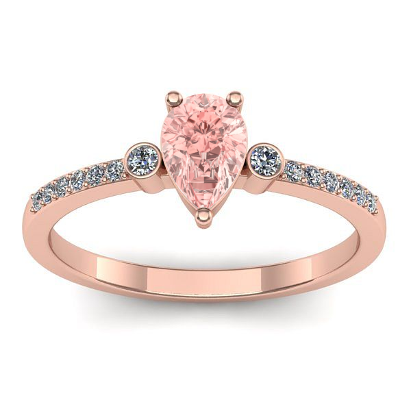 Inel logodna cu diamant de laborator roz lacrima