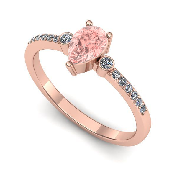 Inel din aur roz cu diamant de laborator roz