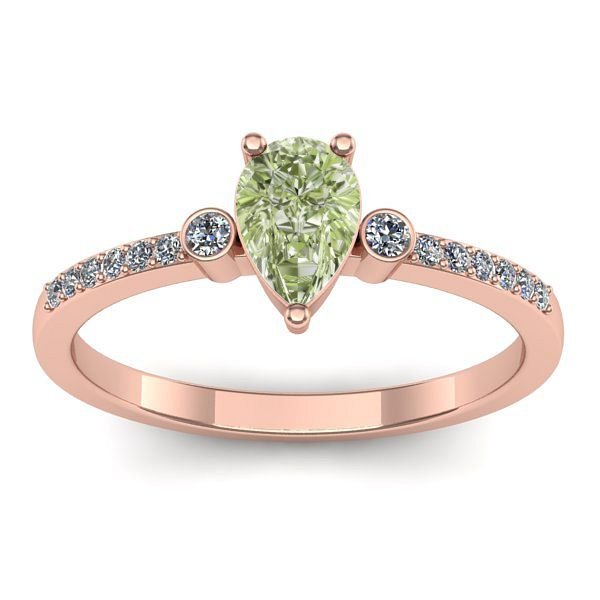 Inel logodna cu diamant de laborator verde lacrima