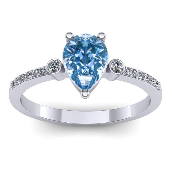 Inel cu diamant de laborator albastru lacrima