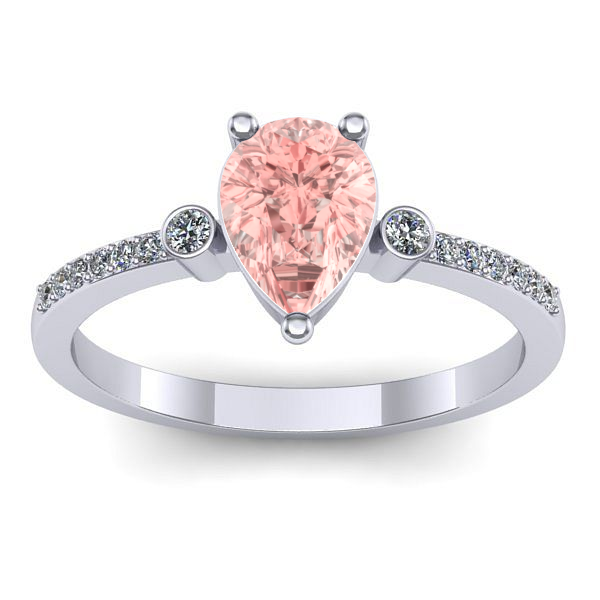 Inel logodna cu diamant de laborator roz lacrima