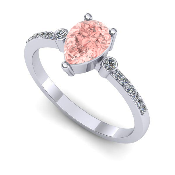 Inel logodna din aur alb cu diamant de laborator roz