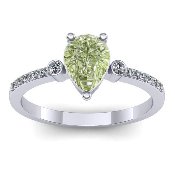 Inel de logodna cu diamant de laborator verde lacrima