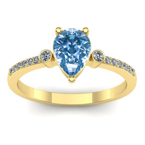 Inel de logodna cu diamant de laborator albastru lacrima