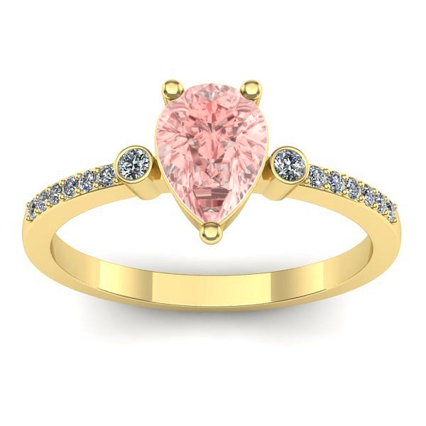 Inel cu diamant de laborator roz lacrima
