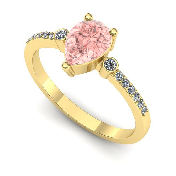 Inel din aur galben cu diamant de laborator roz