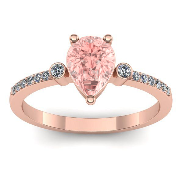 Inel logodna cu diamant de laborator roz lacrima