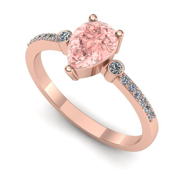 Inel logodna din aur roz cu diamant de laborator roz