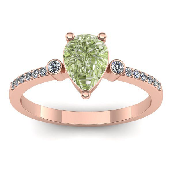 Inel logodna cu diamant de laborator verde lacrima