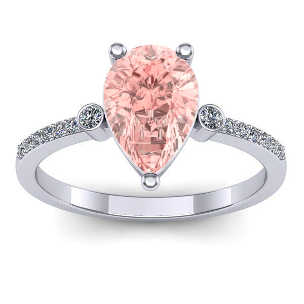 Inel logodna cu diamant de laborator roz lacrima