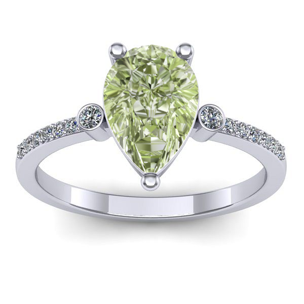 Inel de logodna cu diamant de laborator verde lacrima