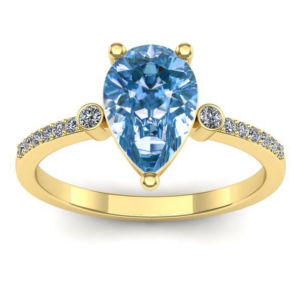 Inel de logodna cu diamant de laborator albastru lacrima