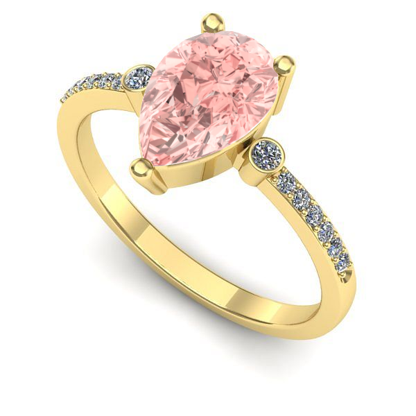 Inel logodna din aur galben cu diamant de laborator roz