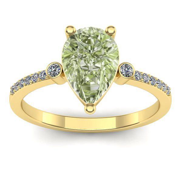 Inel de logodna cu diamant de laborator verde lacrima