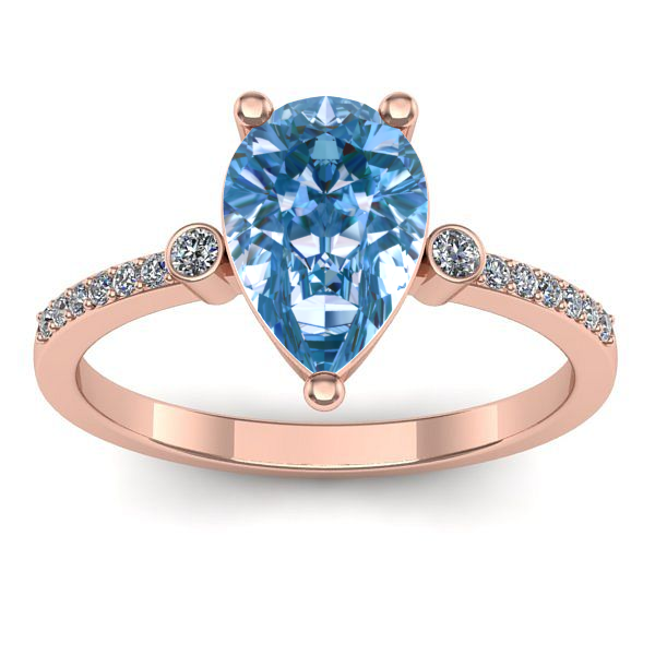 Inel cu diamant de laborator albastru lacrima