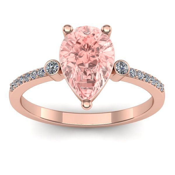 Inel logodna cu diamant de laborator roz lacrima