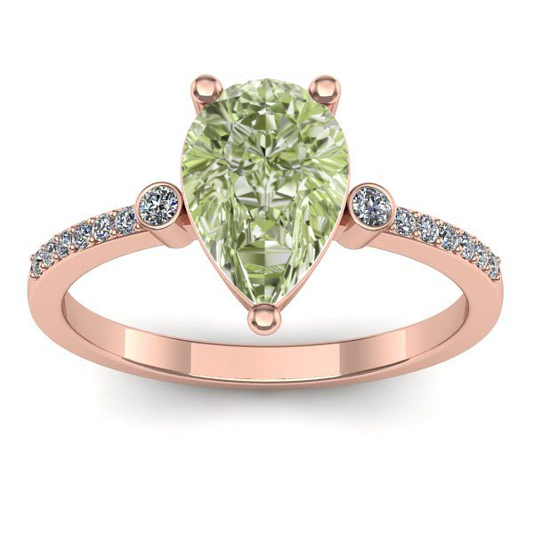 Inel cu diamant de laborator verde lacrima