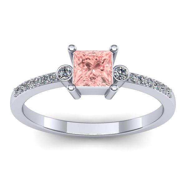 Inel cu diamant de laborator roz patrat