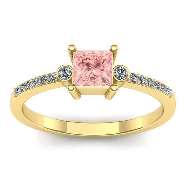 Inel logodna cu diamant de laborator roz patrat