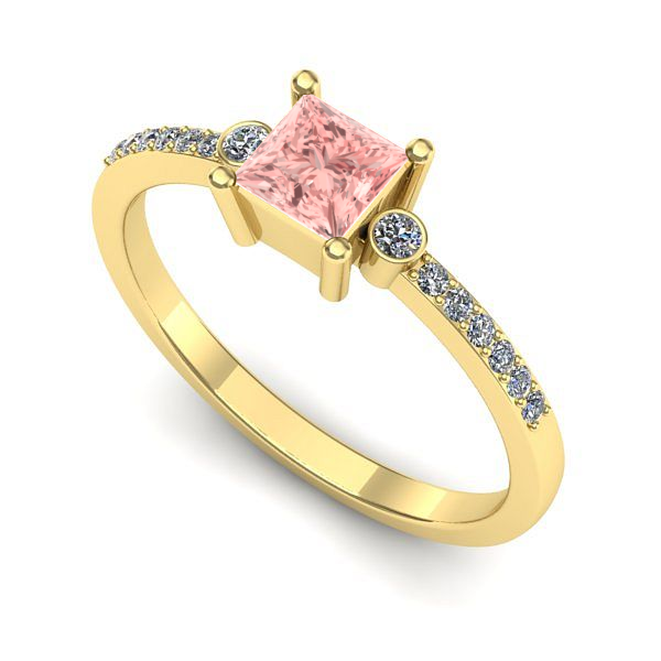Inel de logodna din aur galben cu diamant de laborator roz