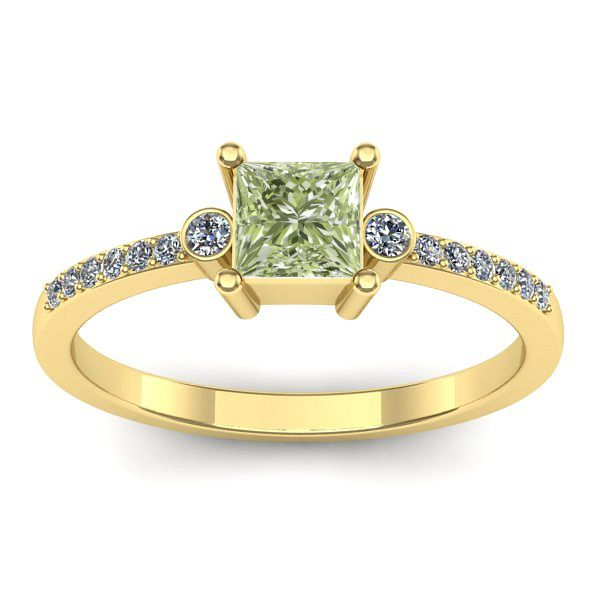 Inel logodna cu diamant de laborator verde patrat