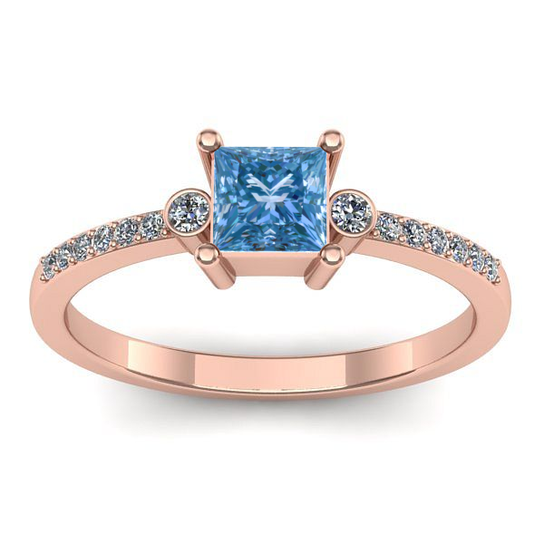 Inel de logodna cu diamant de laborator albastru patrat