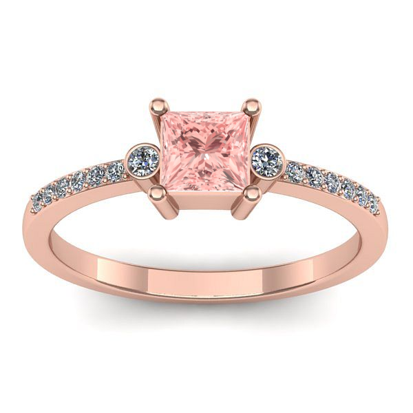 Inel logodna cu diamant de laborator roz patrat