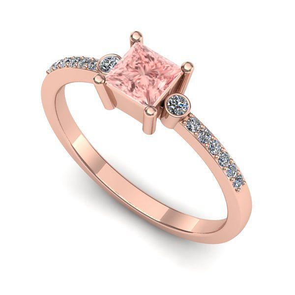 Inel logodna din aur roz cu diamant de laborator roz