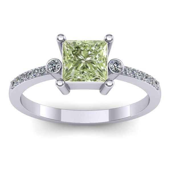 Inel cu diamant de laborator verde patrat