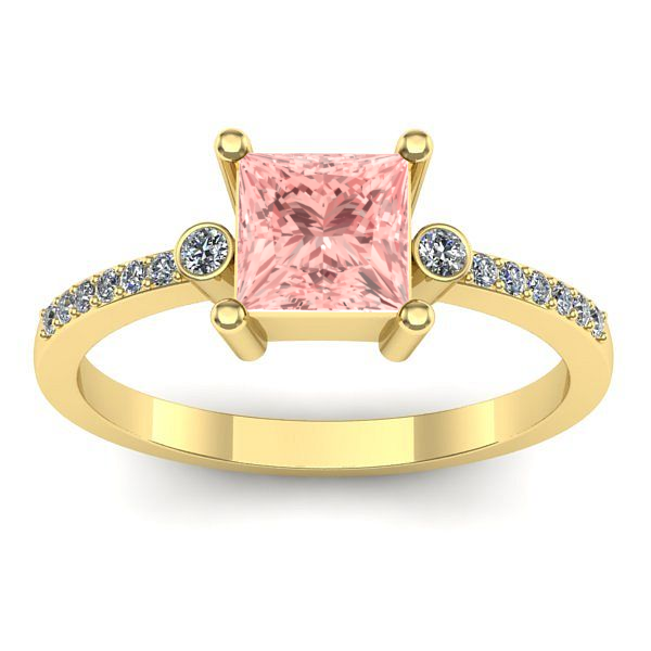 Inel de logodna cu diamant de laborator roz patrat