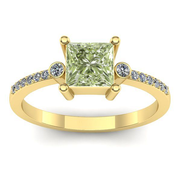 Inel cu diamant de laborator verde patrat