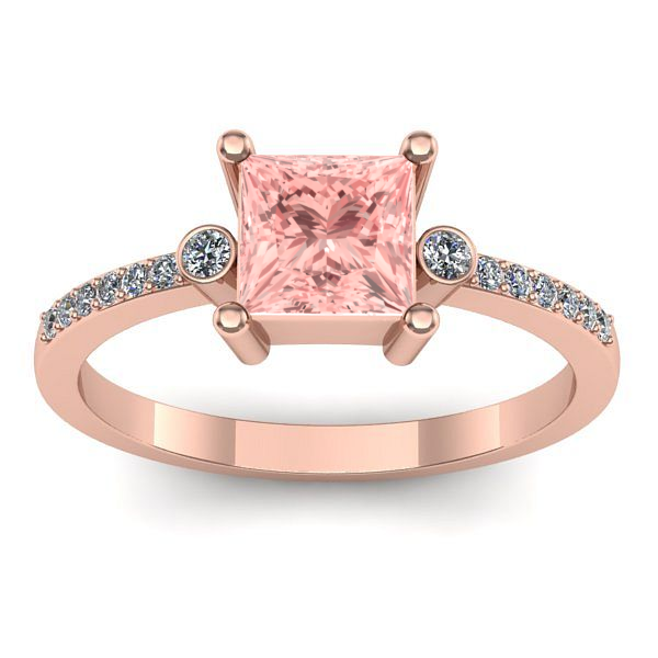 Inel de logodna cu diamant de laborator roz patrat