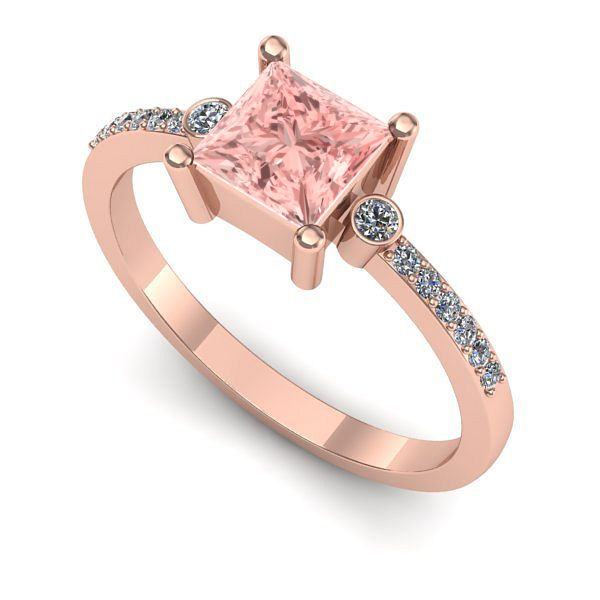 Inel de logodna din aur roz cu diamant de laborator roz