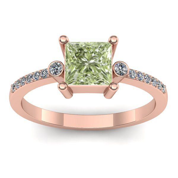 Inel cu diamant de laborator verde patrat