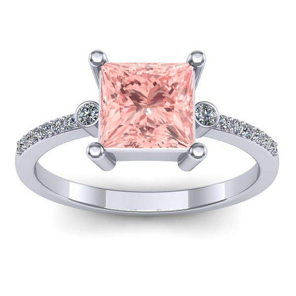 Inel de logodna cu diamant de laborator roz patrat