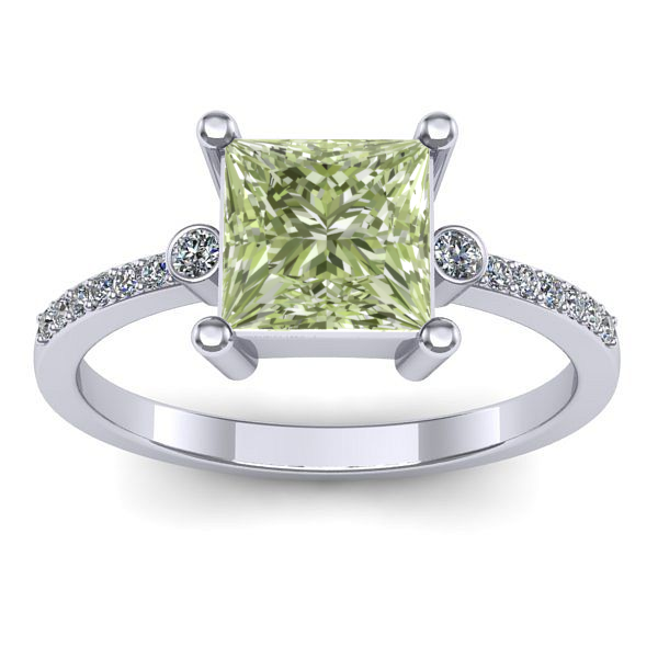 Inel logodna cu diamant de laborator verde patrat